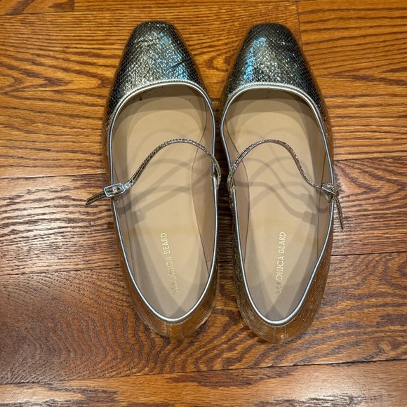 Veronica Beard Ellie Metallic Maryjane Ballet Flat in Platinum Gold Size 9 EUC - Picture 3 of 11